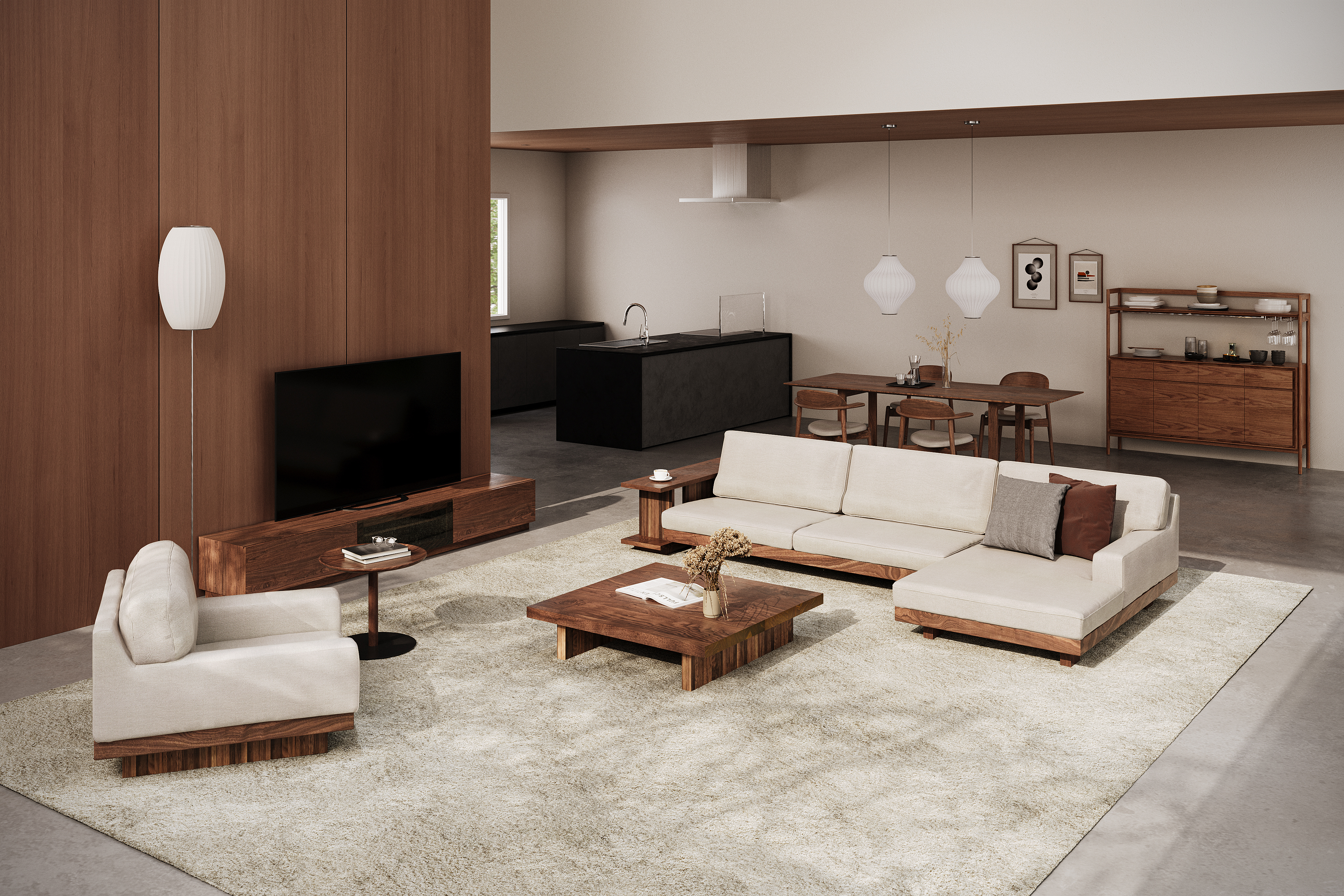 DANISH LOW LIVING TABLE W100cm x D100cm x H25cm