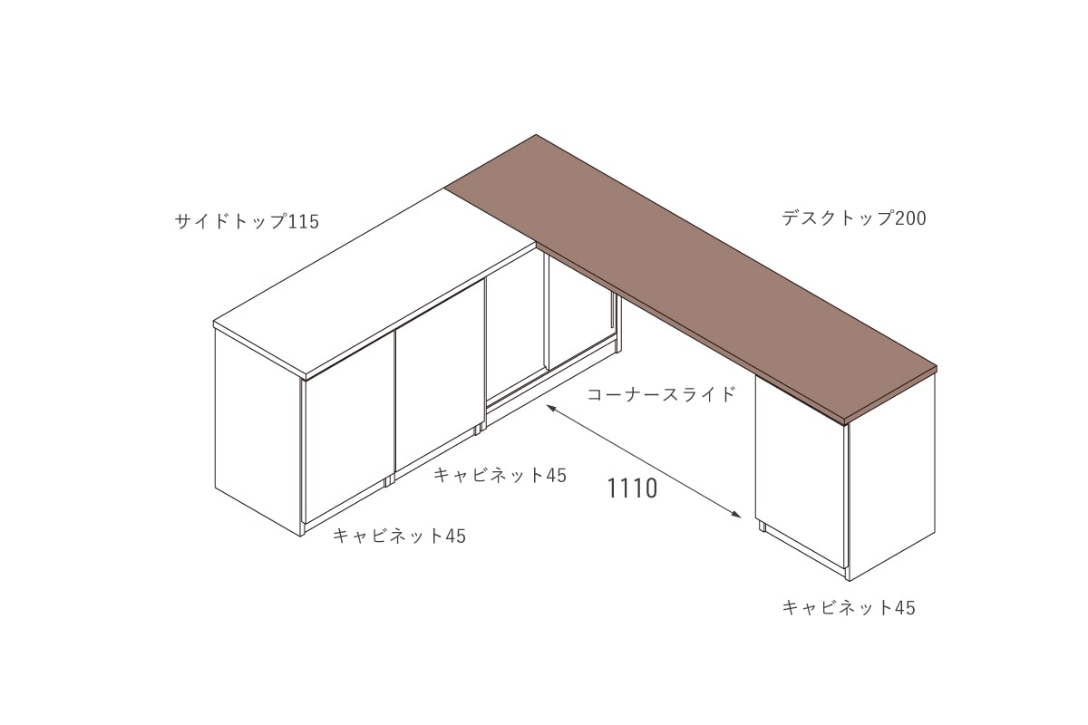 NOTE DESK TOP W200cm × D46cm