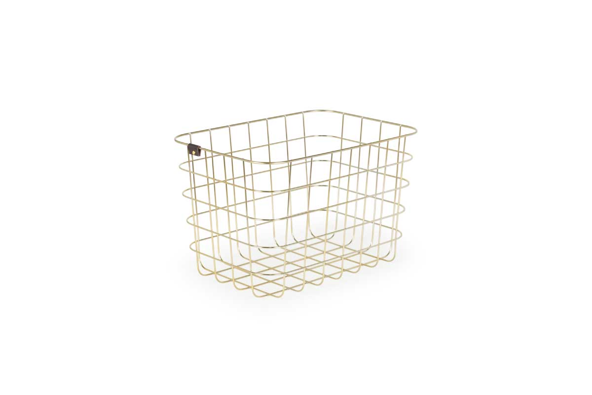 MOHEIM | WIRE BASKET gold Mサイズ（幅37×奥行26×高さ24cm）