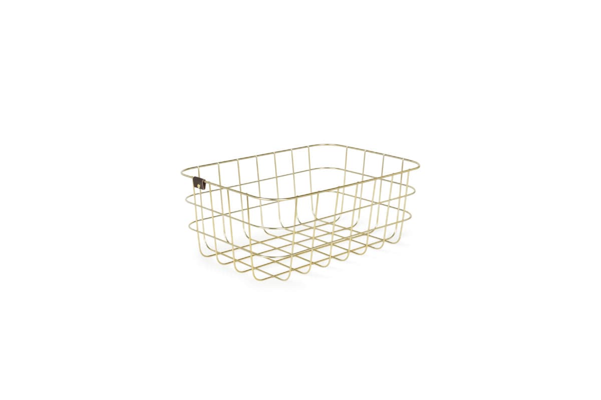 MOHEIM | WIRE BASKET gold Sサイズ（幅37×奥行26×高さ14.6cm）