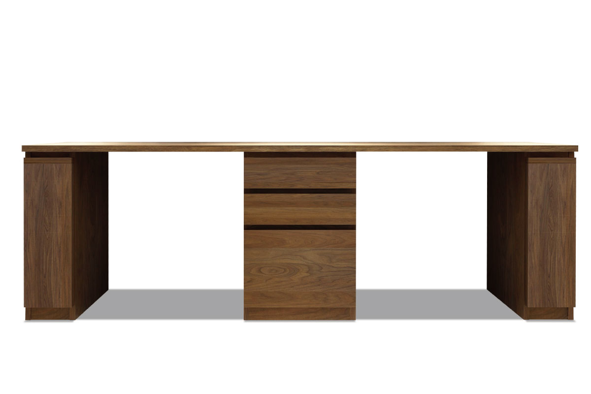 NOTE SYSTEM DESK SET 天板220+ドロワーズ45+キャビネット20左開き+キャビネット20右開き